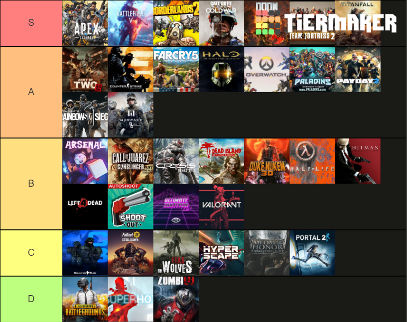 Best FPS games of all time !!! Tier List (Community Rankings) - TierMaker