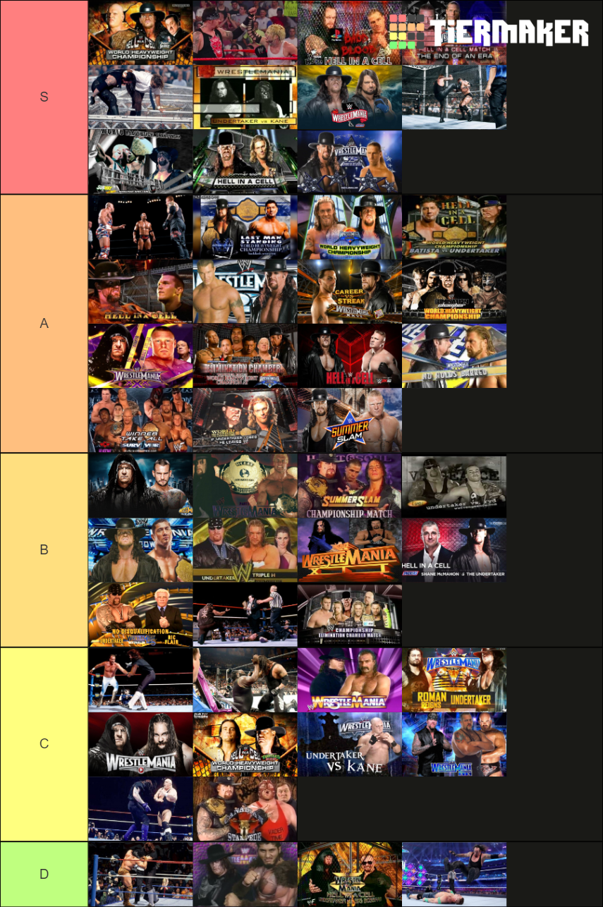 Best Matches Of The Undertaker Tier List (Community Rankings) - TierMaker