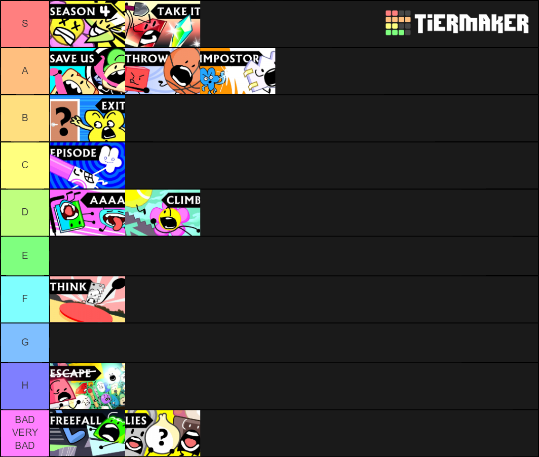 BFB EPISODES Tier List (Community Rankings) - TierMaker