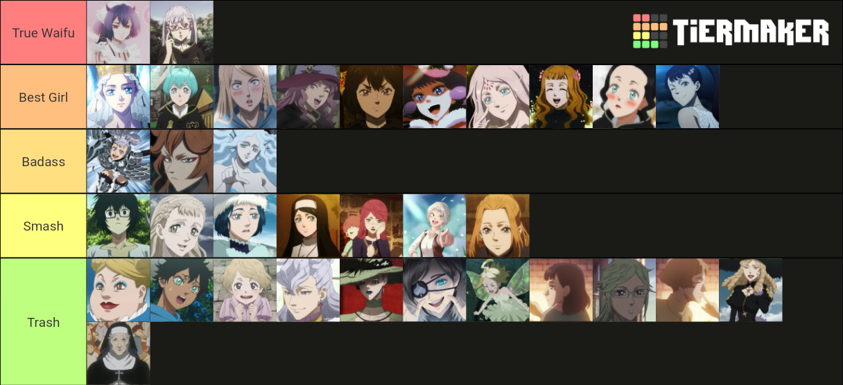 Black Clover Best Girl/Waifu Tier List Rankings) TierMaker