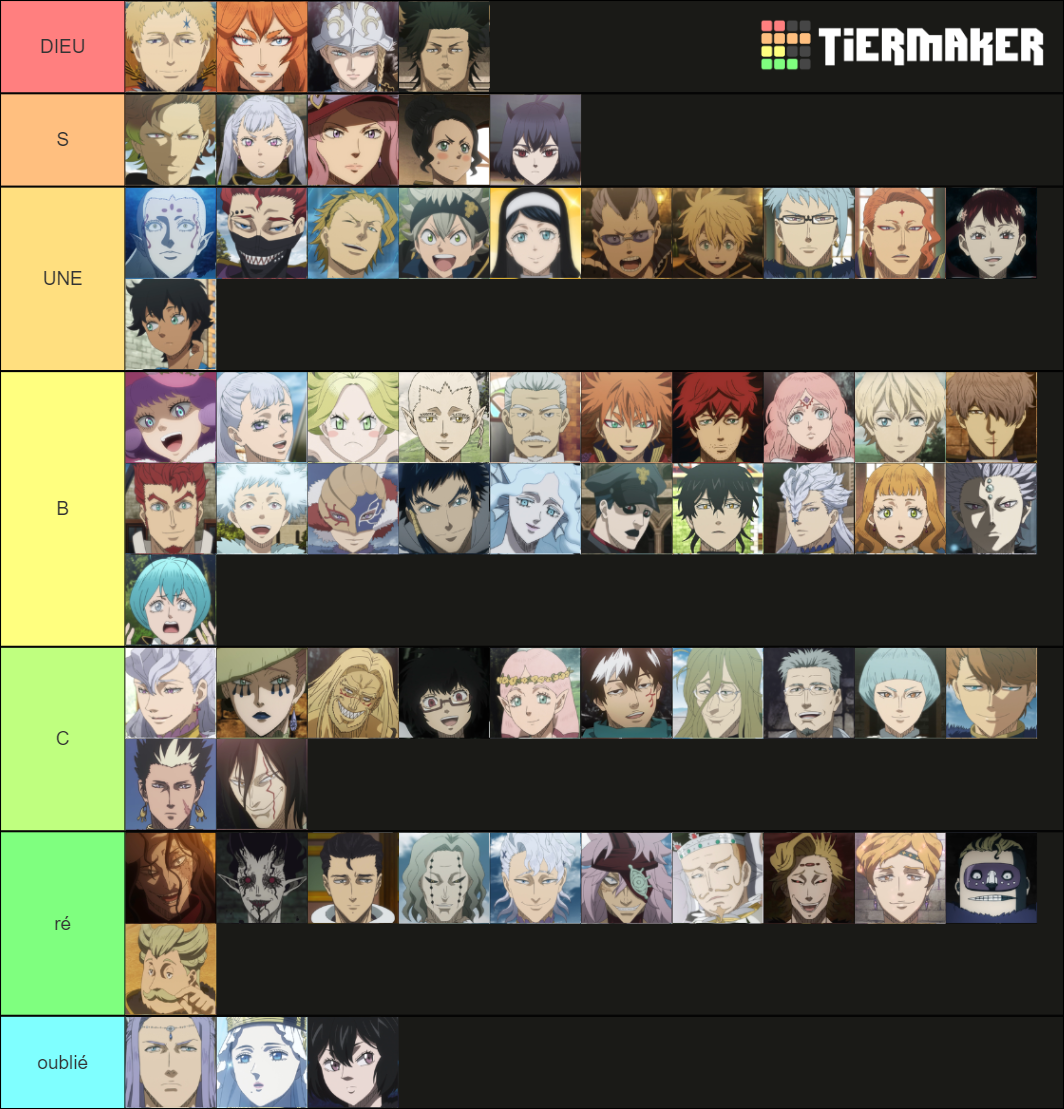 Black Clover Character For SBB Tier List (Community Rankings) - TierMaker