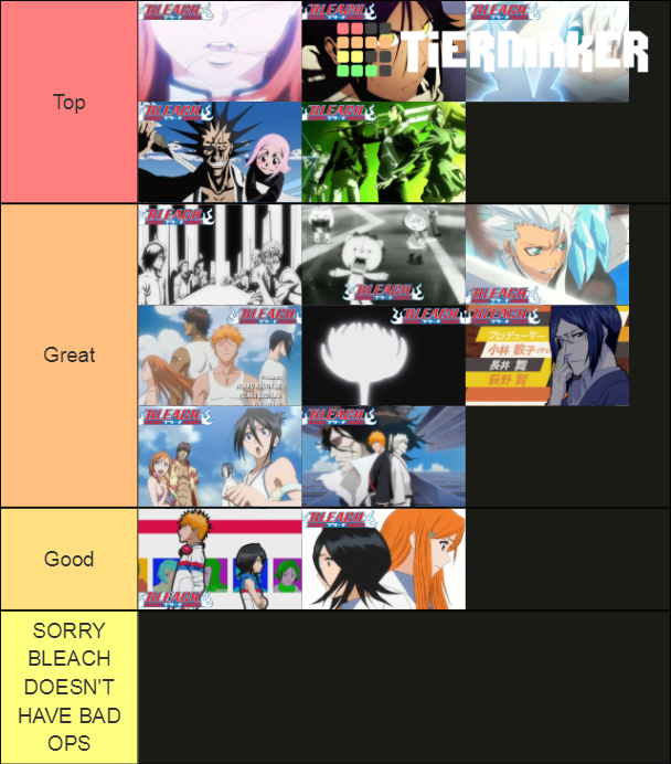 Bleach Openings Tier List Rankings) TierMaker