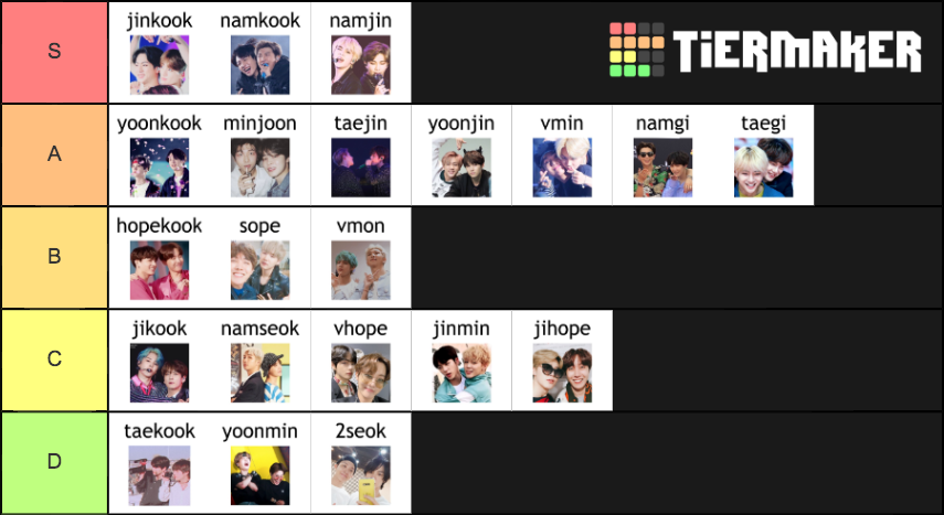 BTS Pairings Tier List (Community Rankings) - TierMaker