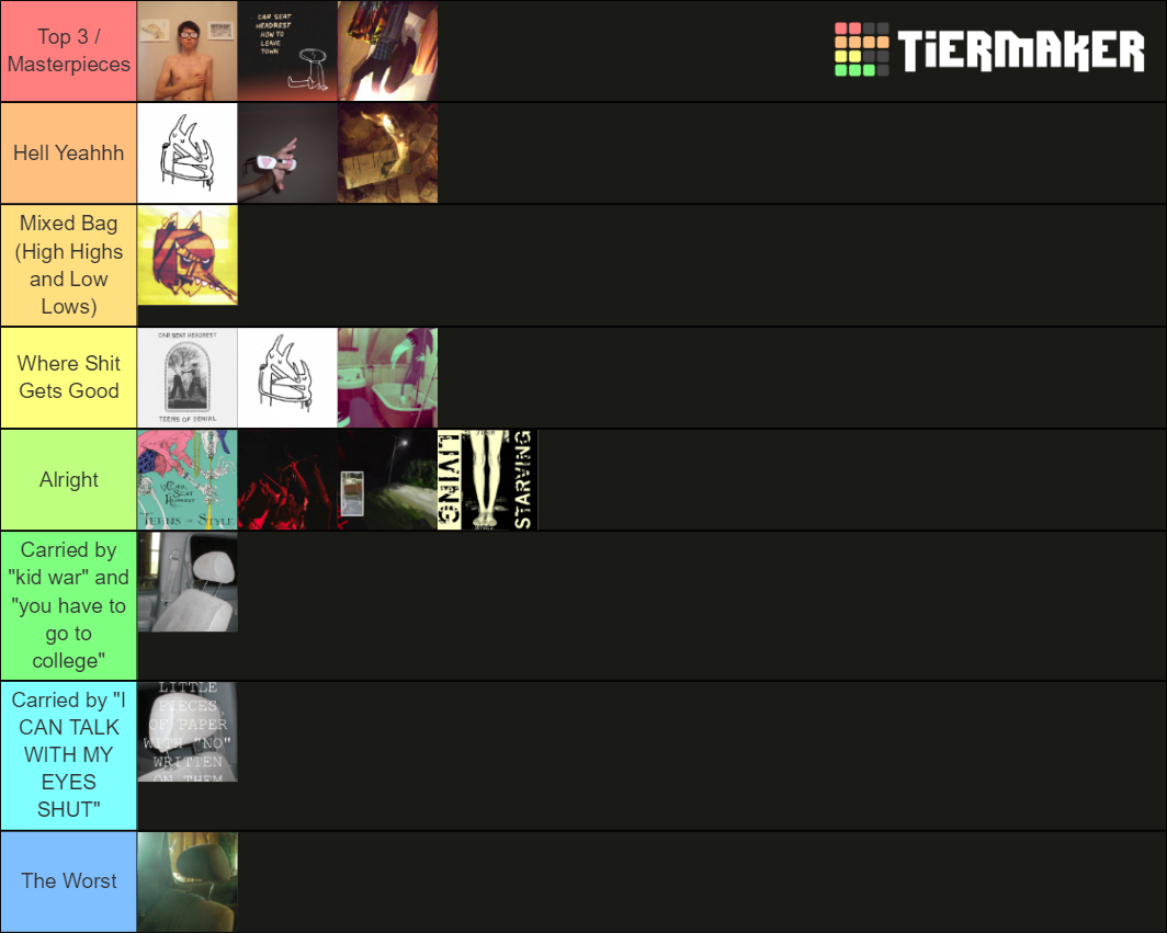 Car Seat Headrest INCLUDING Making A Door Less Open Tier List ...