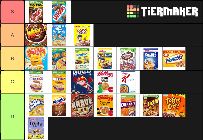 Cereal UK Tier List Rankings) TierMaker