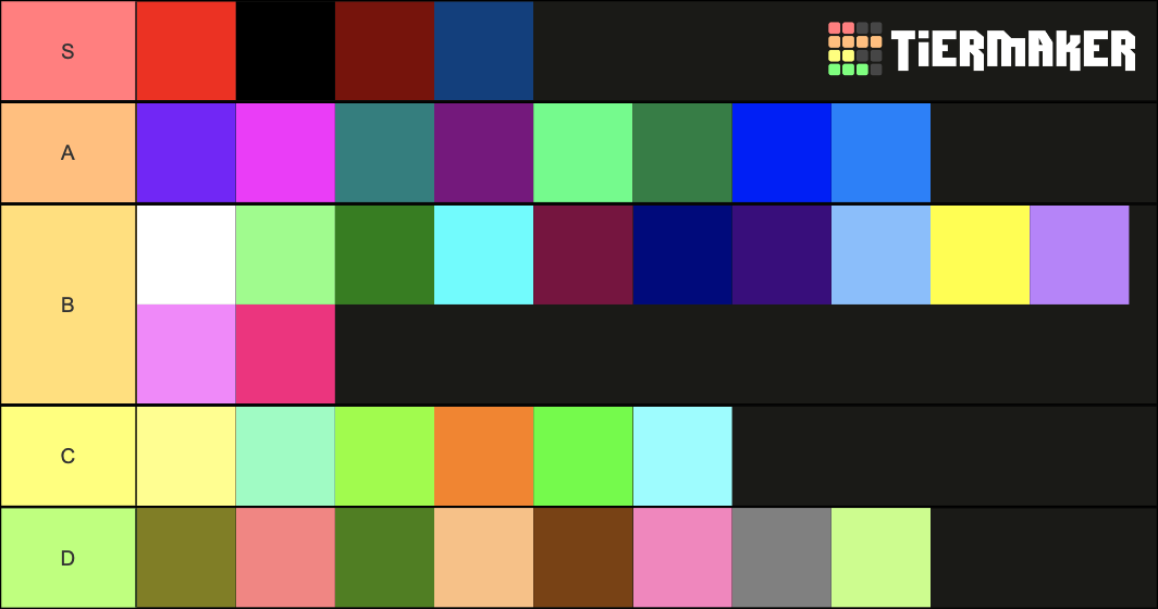 Color Tier List (Community Rankings) - TierMaker