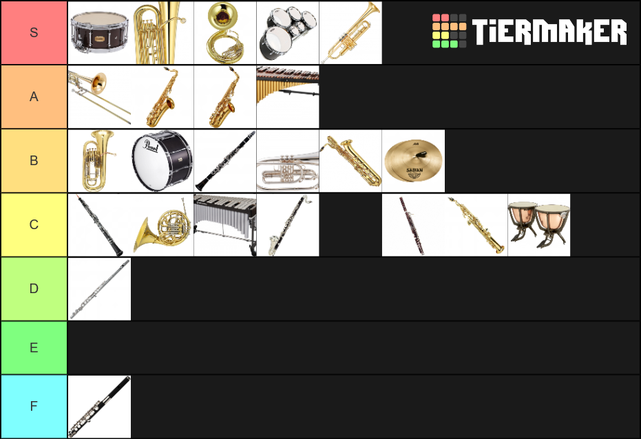Concert/Marching Band Instruments Tier List Rankings
