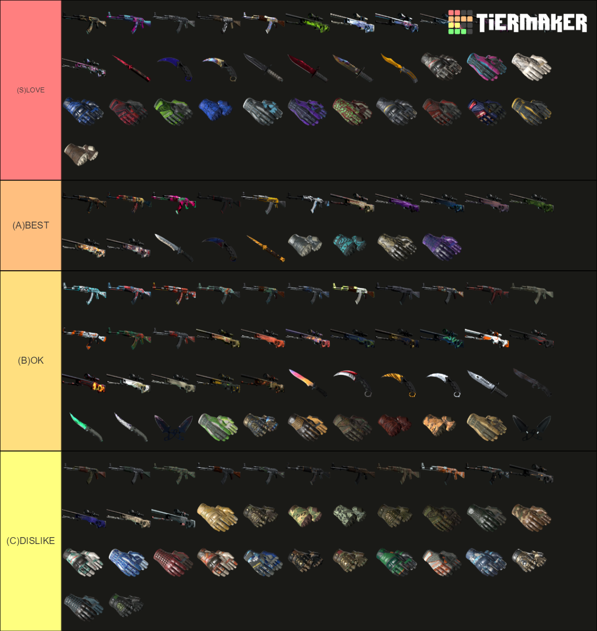 CSGO All Skins Tier List (Community Rankings) - TierMaker