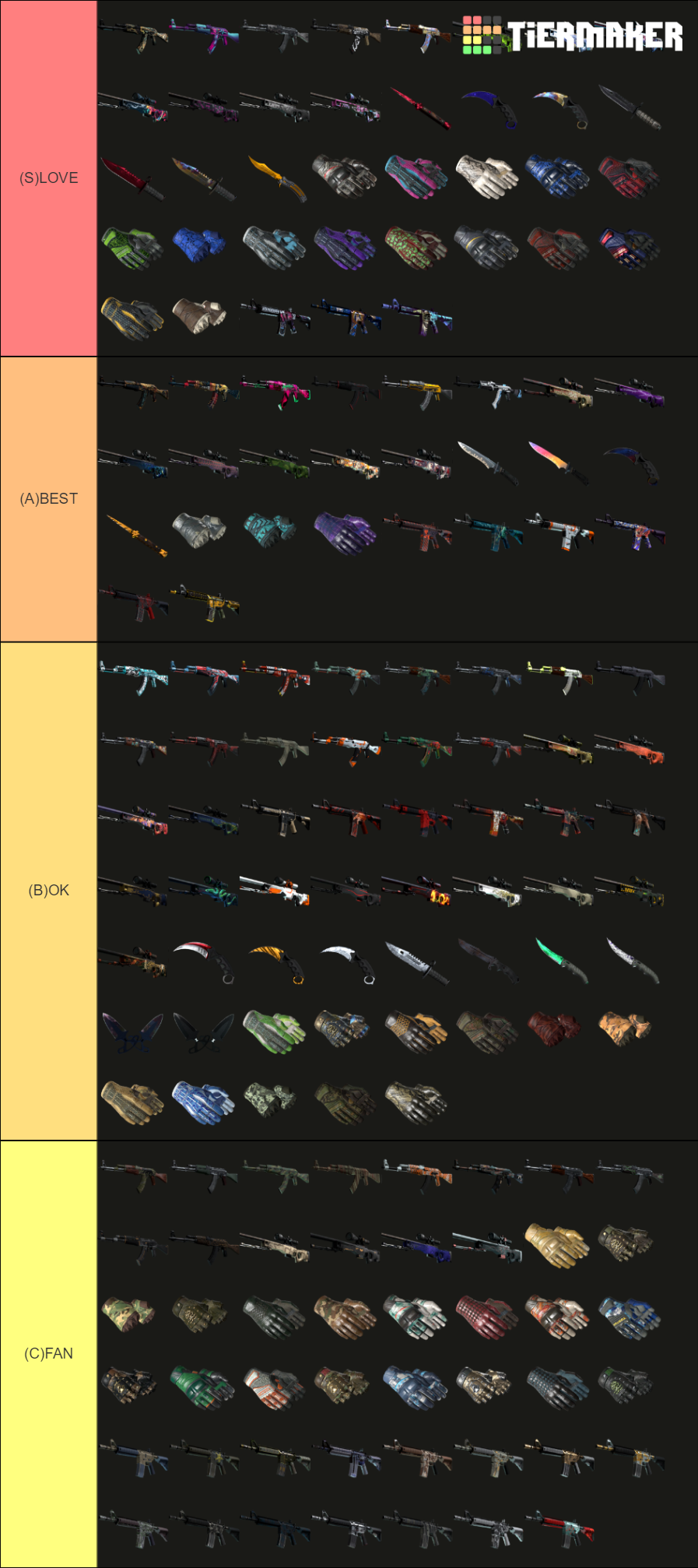 CSGO All Skins Tier List (Community Rankings)   TierMaker