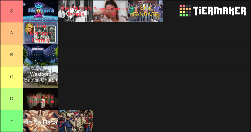 Cults Tier List Rankings) TierMaker