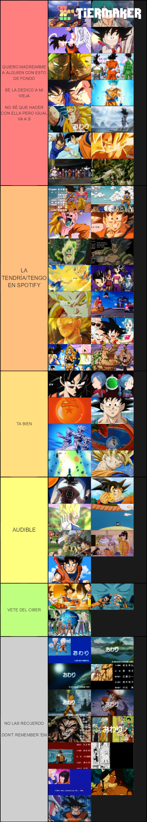 DB OPs & EDs Tier List (Community Rankings) - TierMaker