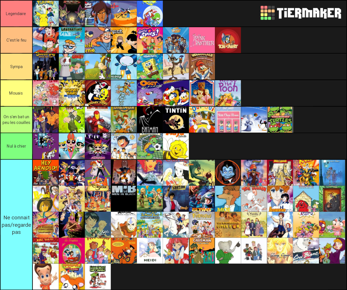 Dessin Animé 90 Tier List (Community Rankings) - TierMaker