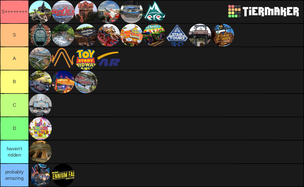 Disney world rides part 2 Tier List Rankings) TierMaker