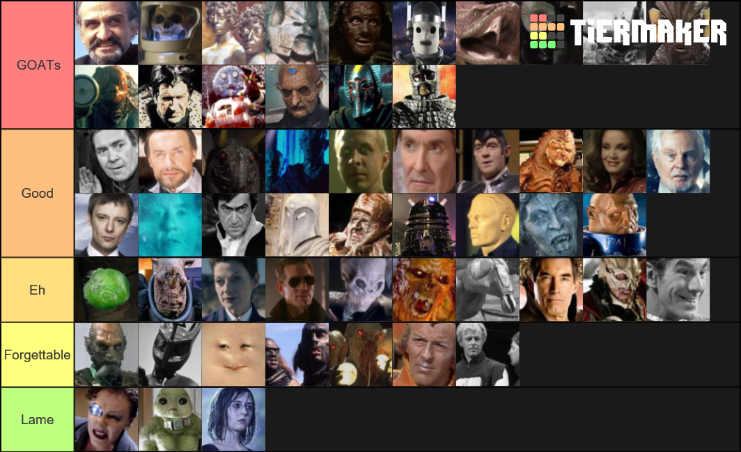 Doctor Who Rogues Gallery Tier List Rankings) TierMaker