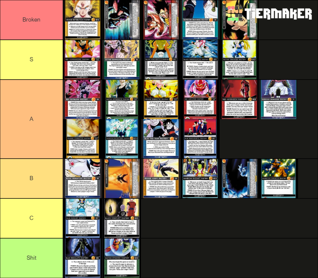 Dragon Ball Z TCG Masteries Tier List Rankings) TierMaker