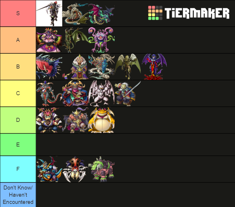 Dragon Quest 9 bosses Tier List Rankings) TierMaker