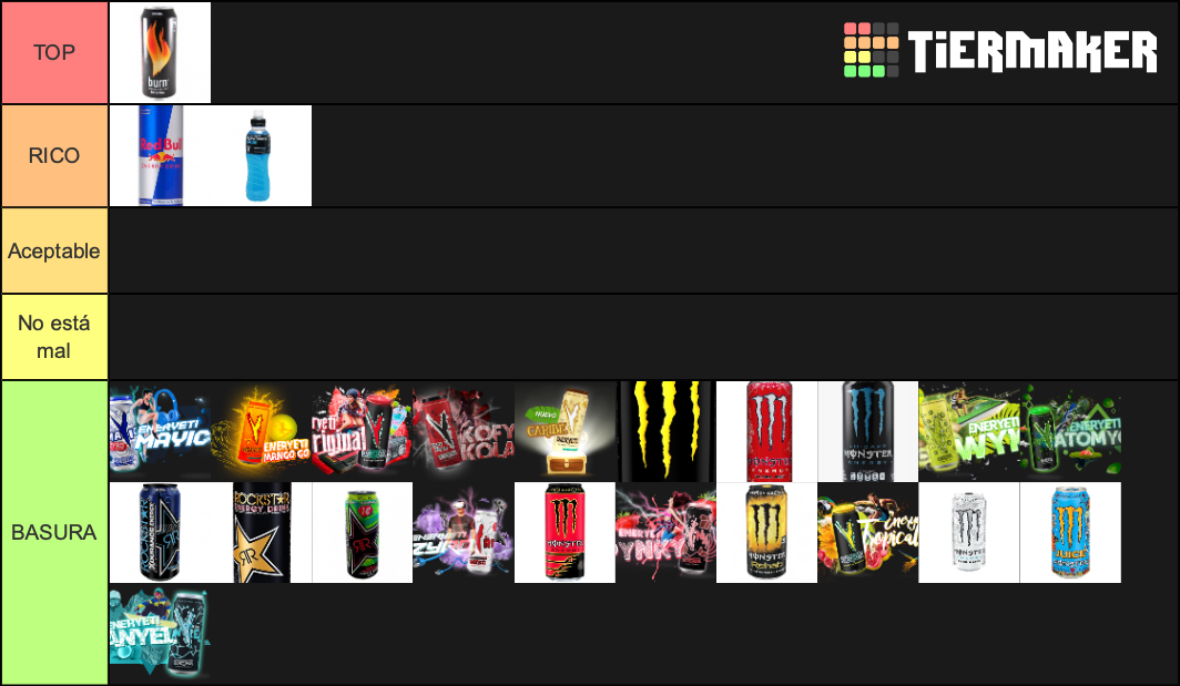 Energy Drink Spain Tier List Rankings) TierMaker