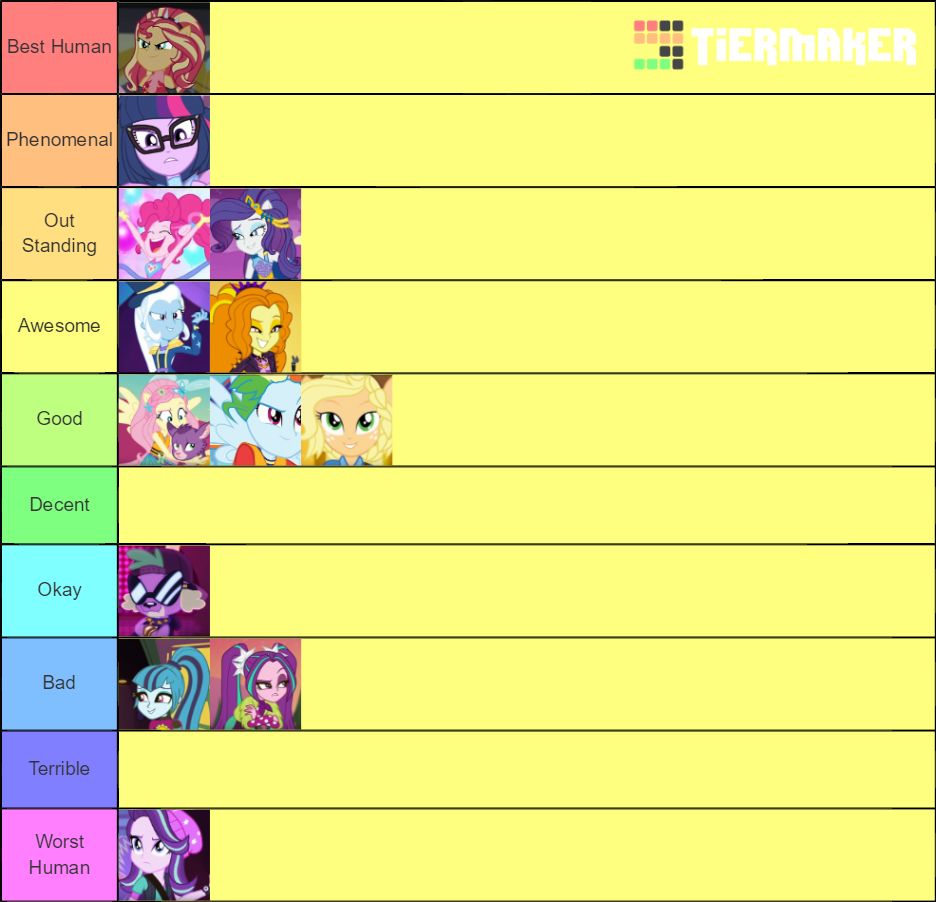Equestria Girls Main Characters Tier List (Community Rankings) - TierMaker