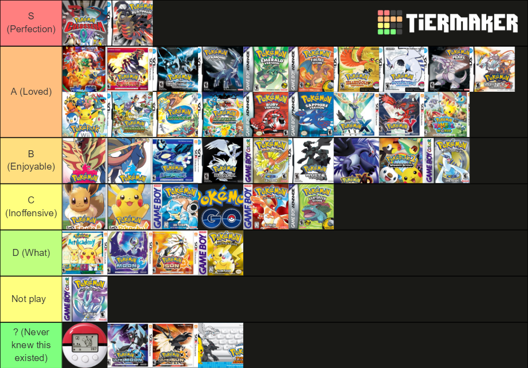 Every Pokemon Game Tier List (Community Rankings) - TierMaker