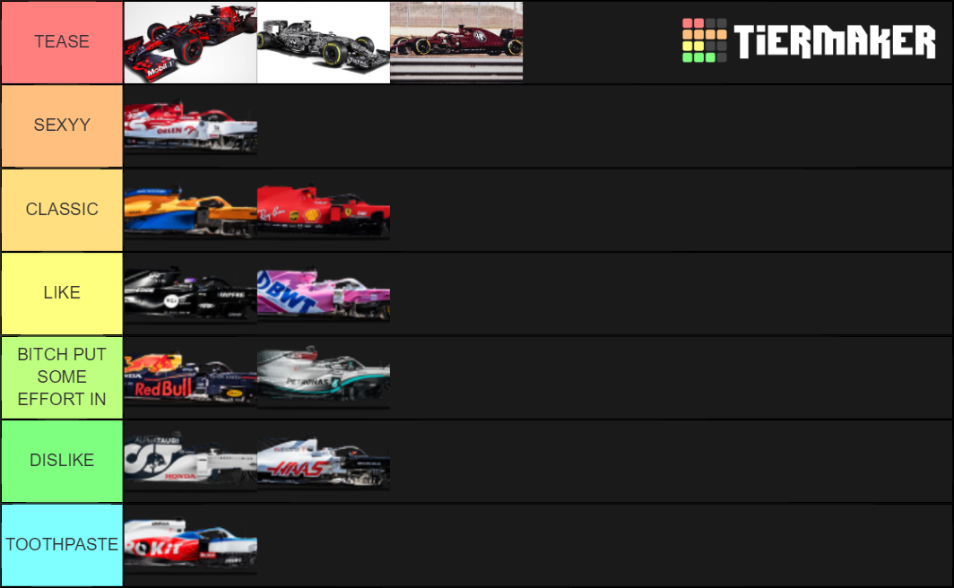 F1 TEAM LIVERIES Tier List Rankings) TierMaker