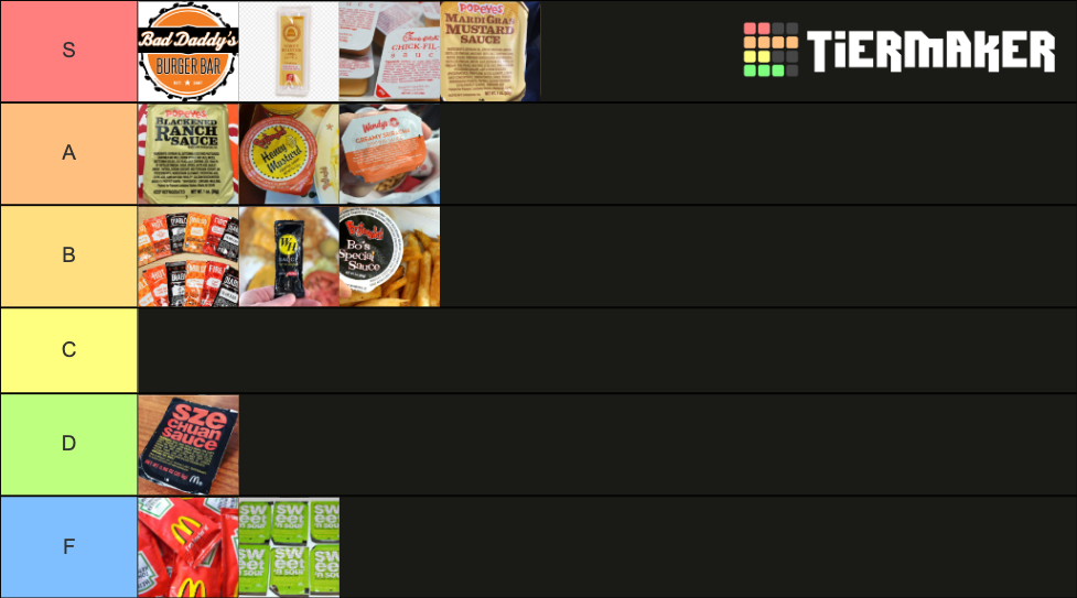 Fast Food signature sauces Tier List Rankings) TierMaker
