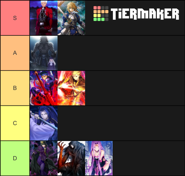 Fate Stay Night Servant Tier List Rankings) TierMaker