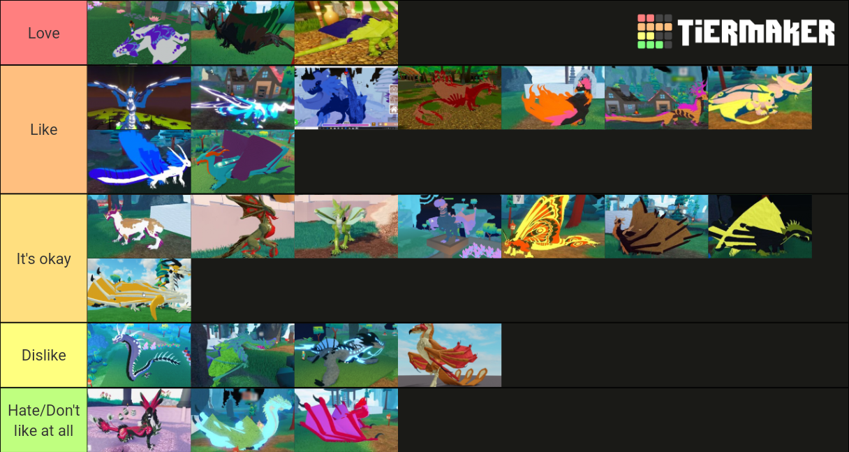 Favorite Dragon Adventures dragon species Tier List Rankings) TierMaker