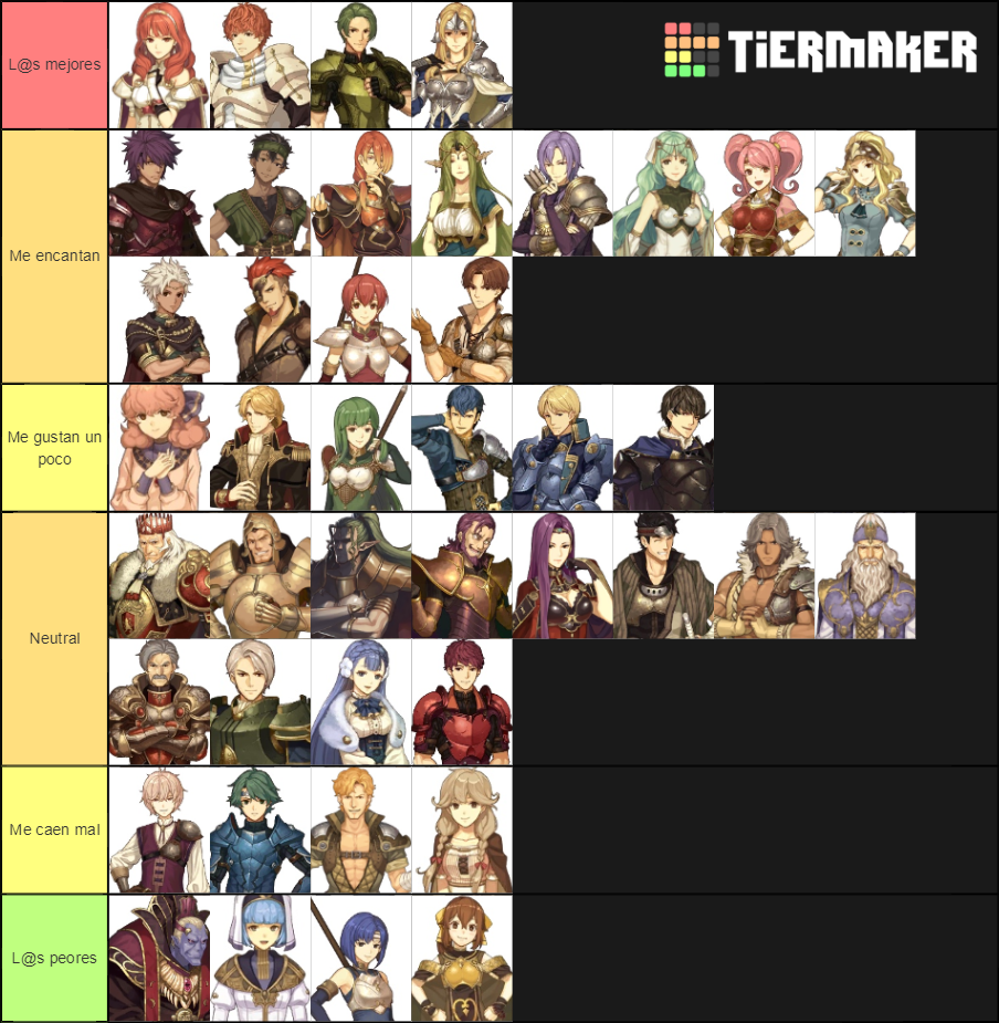 Fire Emblem Shadows Of Valentia Characters tiermaker.com