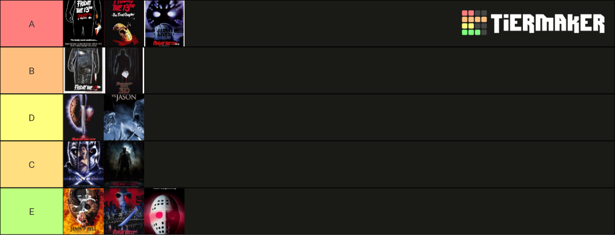 'Friday The 13th' Films Tier List (Community Rankings) - TierMaker