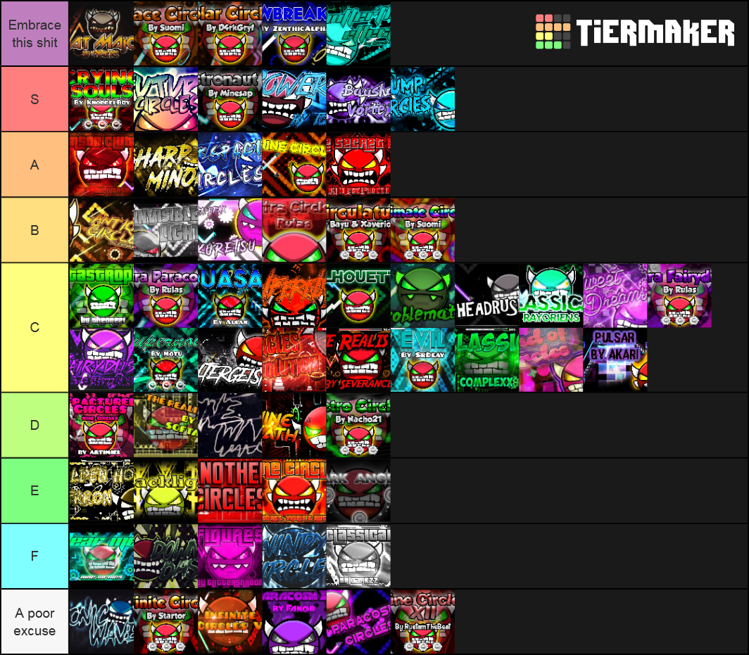 Geometry Dash Nine Circles Rated Demons Tier List (Community Rankings ...