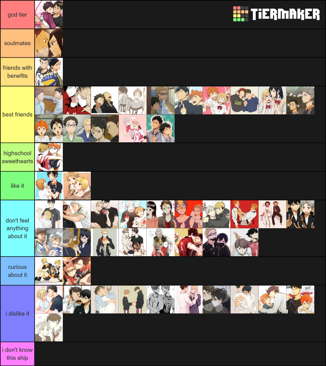 >haikyuu ship name sorter Tier List Rankings) TierMaker