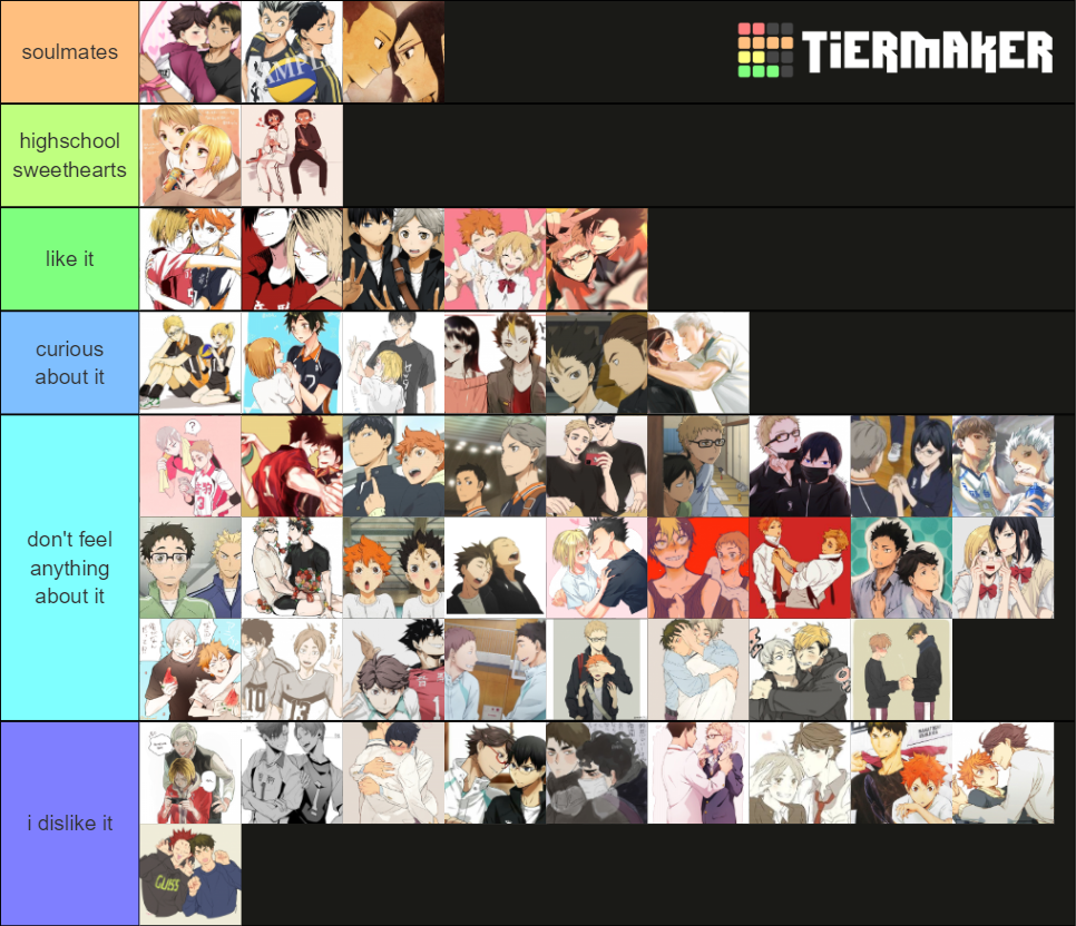 >haikyuu ship name sorter Tier List Rankings) TierMaker