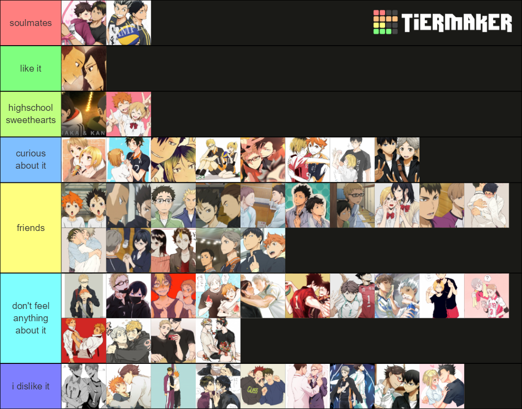 haikyuu ship sorter Tier List Rankings) TierMaker