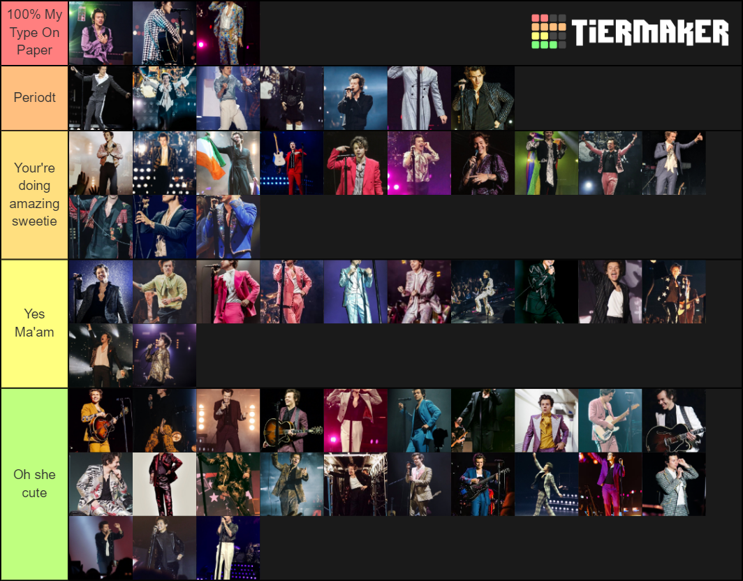 Harry Styles' Tour Outfits Tier List Rankings) TierMaker