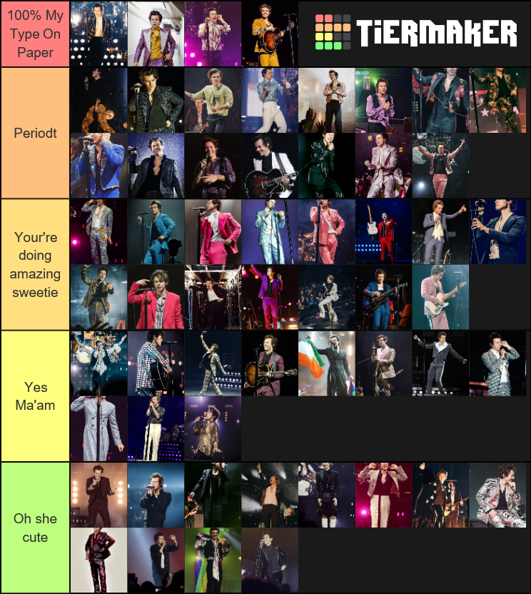 Harry Styles' Tour Outfits Tier List Rankings) TierMaker