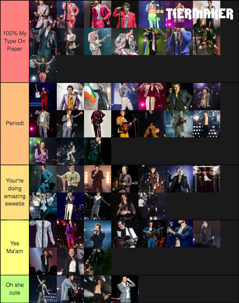 Harry Styles' Tour Outfits Tier List Rankings) TierMaker