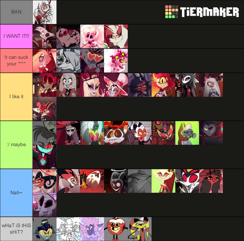 Hazbin hotel universe characters Tier List (Community Rankings) - TierMaker