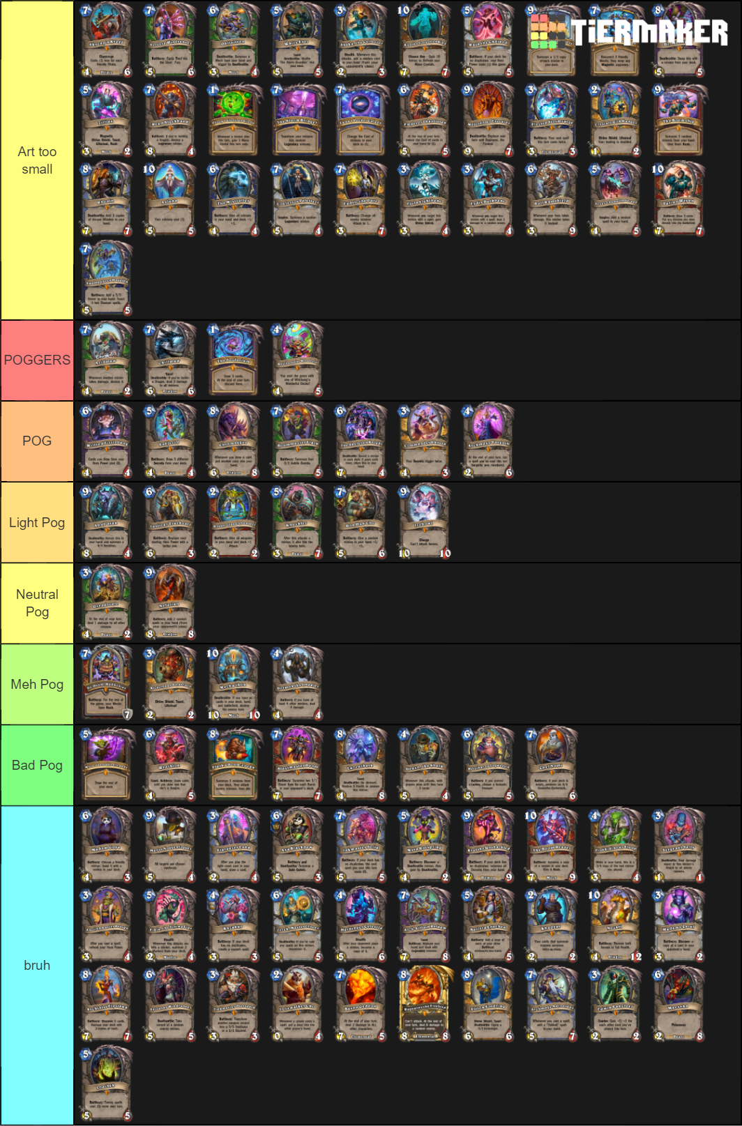 Hearthstone Legendary Ranking Tier List (community Rankings) - Tiermaker