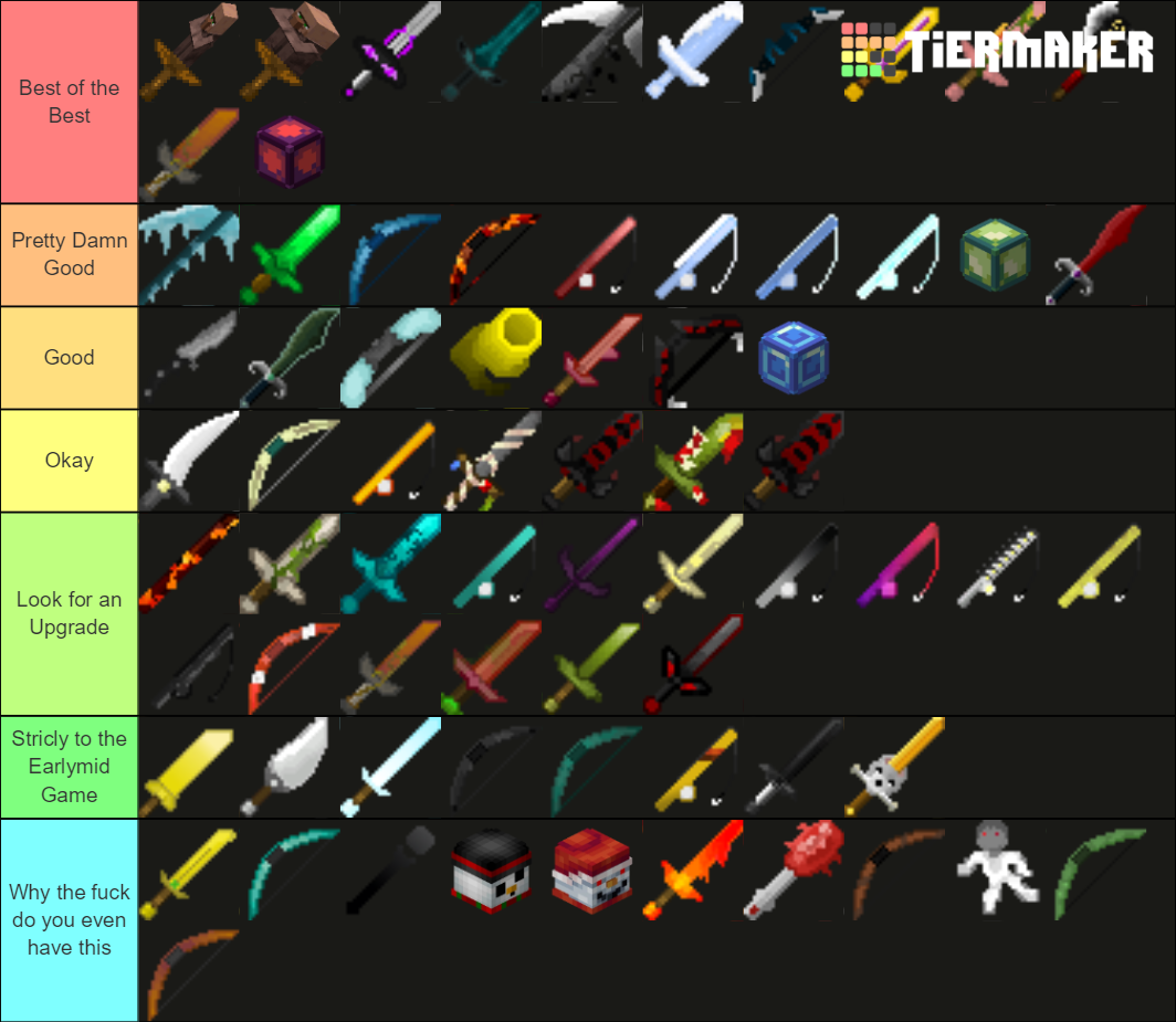 Hypixel Skyblock Weapons Tier List Rankings) TierMaker