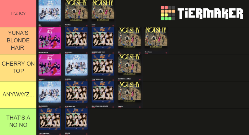 ITZY Song Ranking Tier List (Community Rankings) - TierMaker