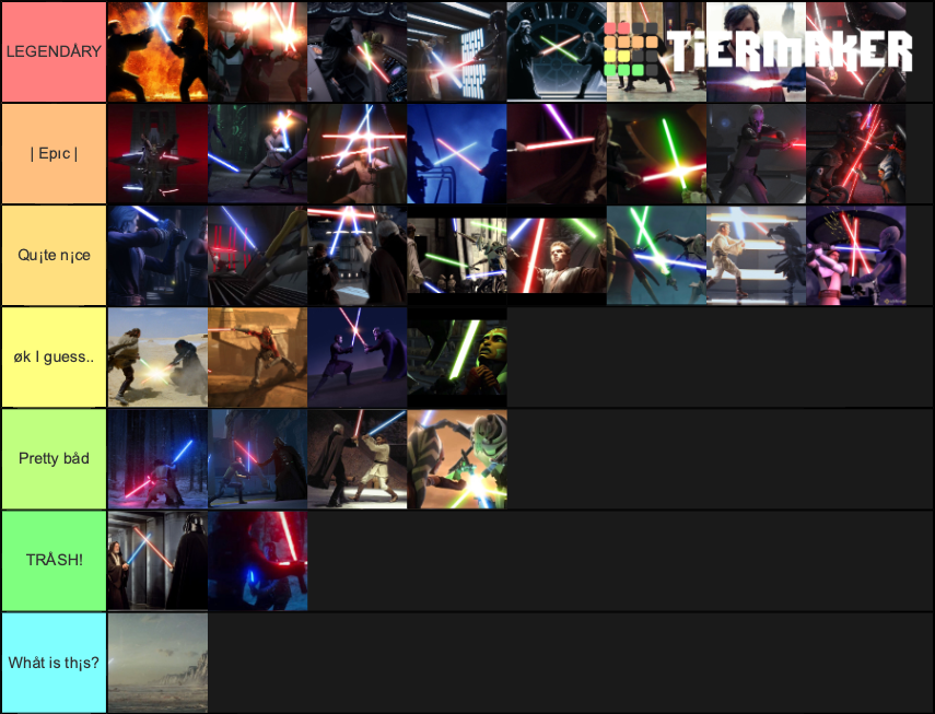 KoG Lightsaber Duels Tier List Rankings) TierMaker