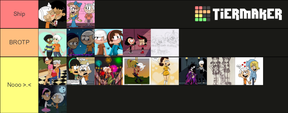 Lincoln Loud Ships Tier List (Community Rankings) - TierMaker