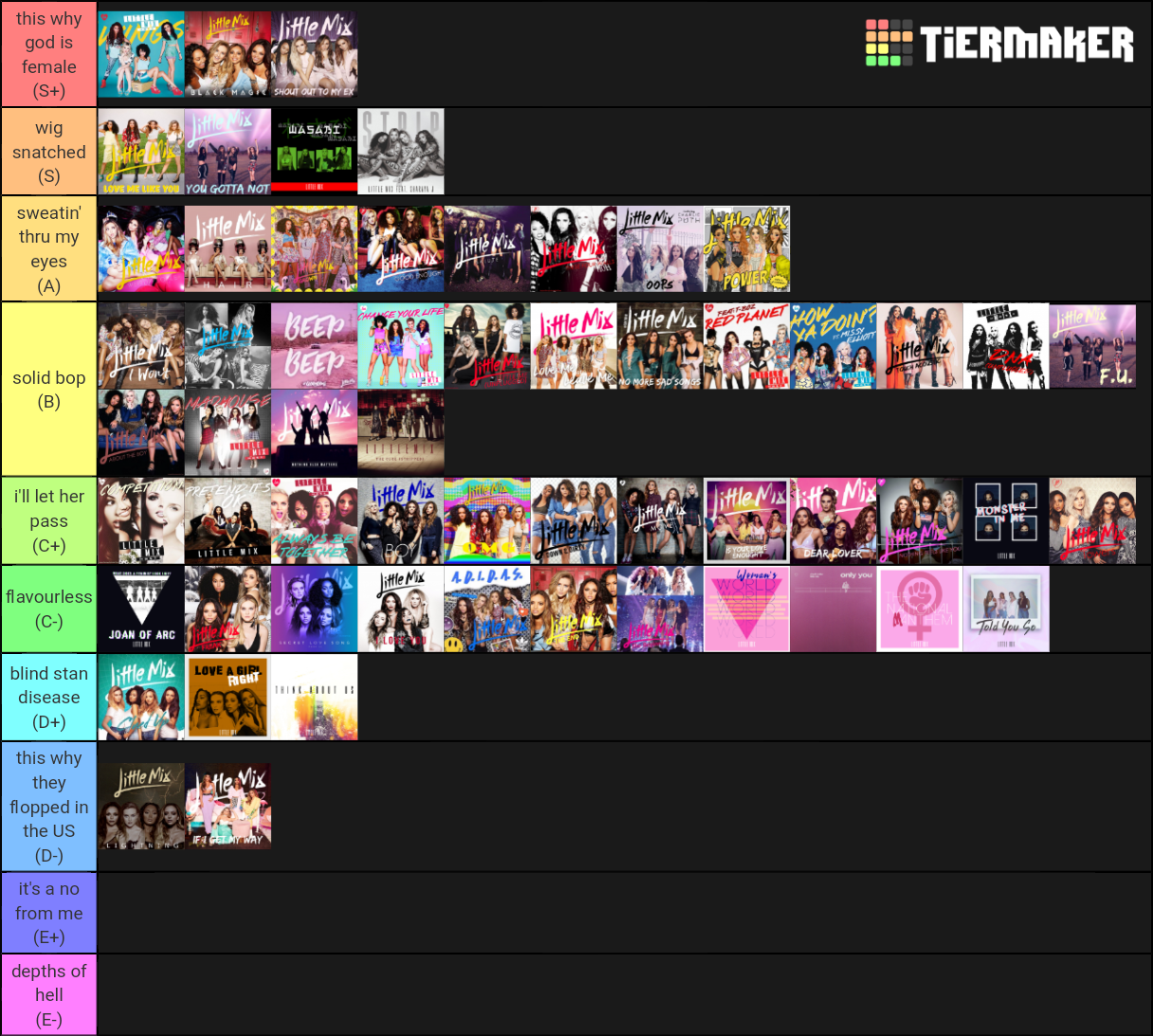 little mix songs (all official releases) Tier List Rankings