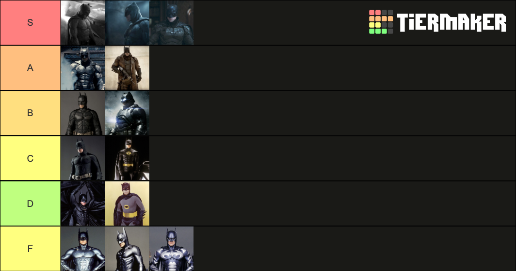 Live Action Movie Batsuits Tier List Community Rankings Tiermaker