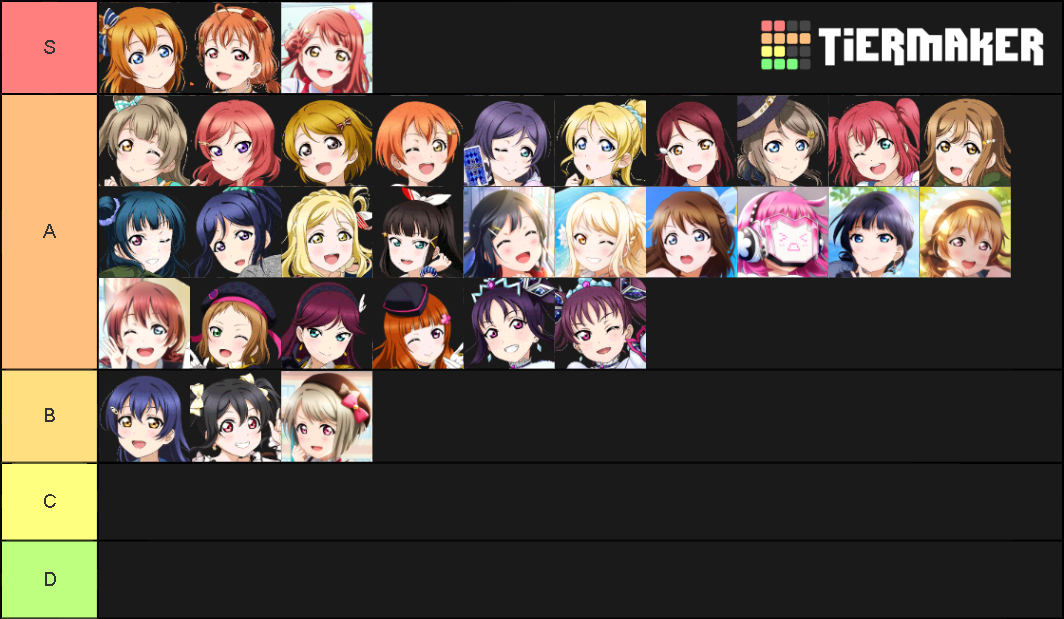 Love Live! Character Tier List Rankings) TierMaker