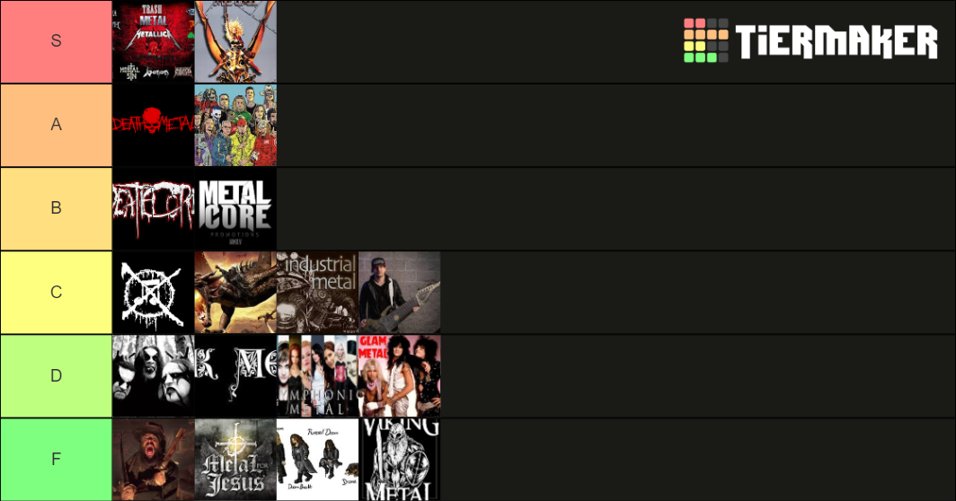 Metal Genres Tier List Rankings) TierMaker