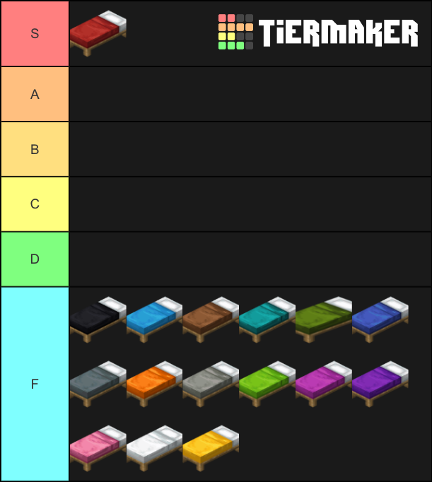 minecraft beds Tier List Rankings) TierMaker