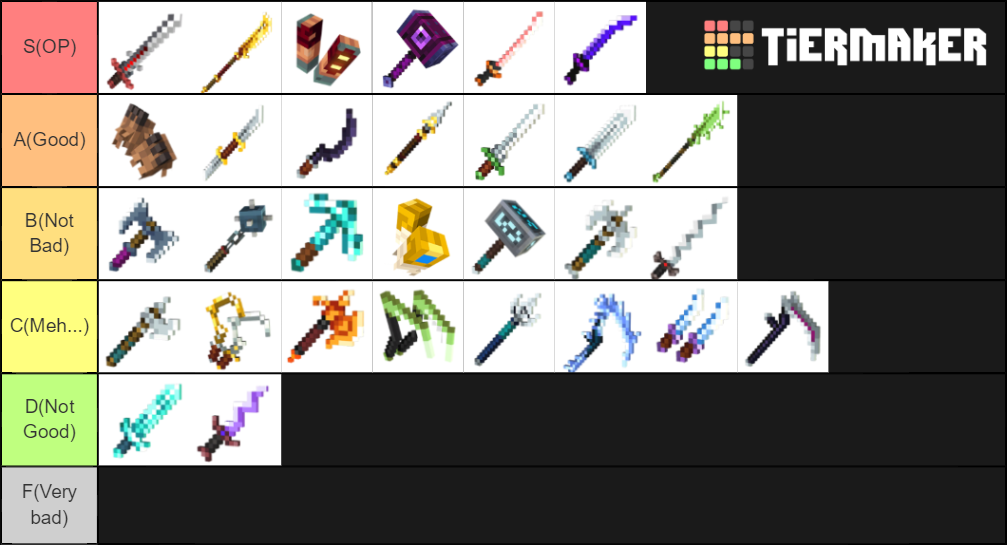Minecraft Dungeons Weapon Tier List (Community Rankings) - TierMaker