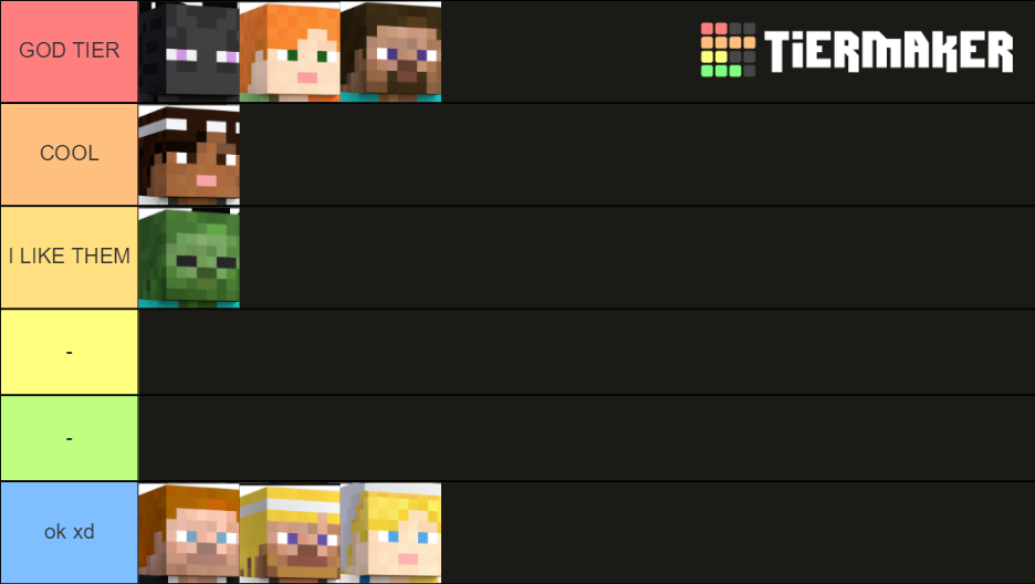 Minecraft Steve Smash Bros Ult. alts Tier List Rankings