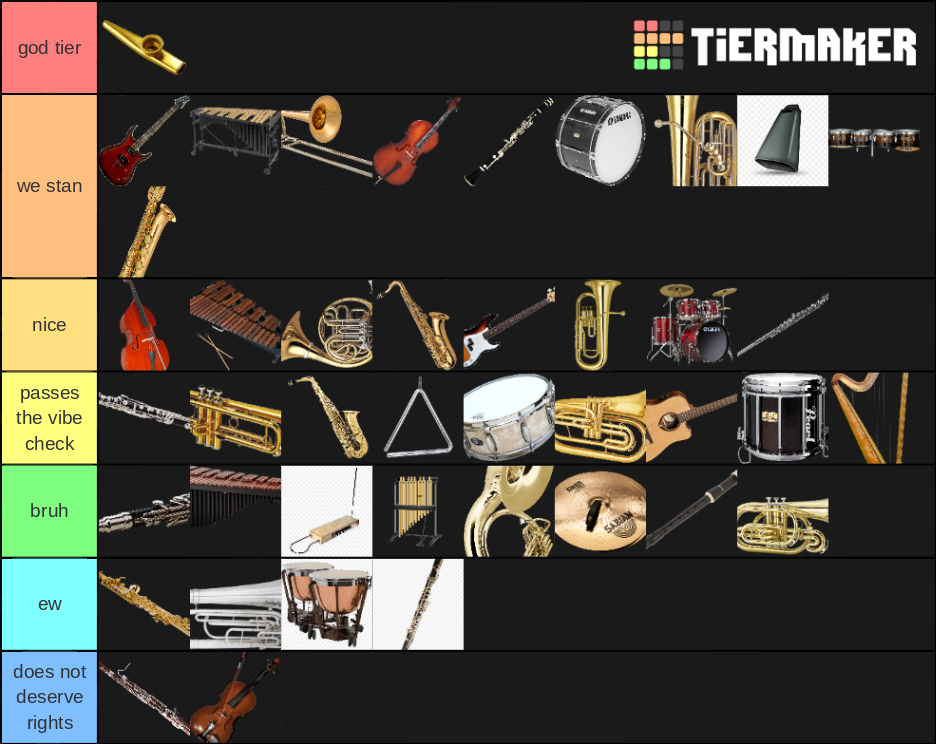 Musical Instruments Tier List Rankings) TierMaker